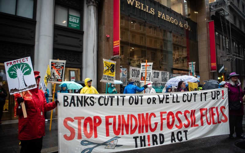 Protest Banner to Stop Dirty Banks