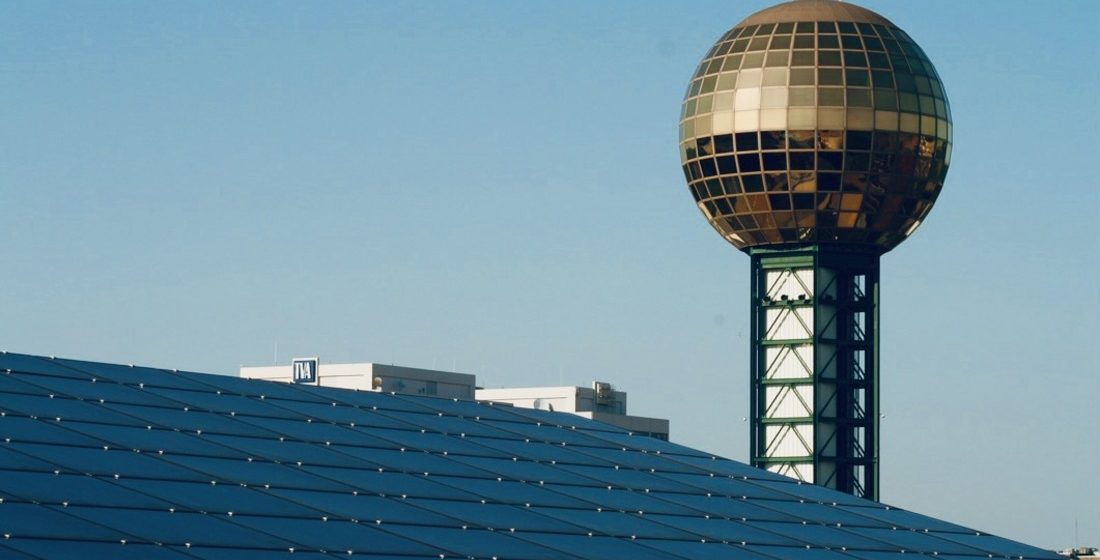 Solar array near the Sunsphere in Knoxville, TN