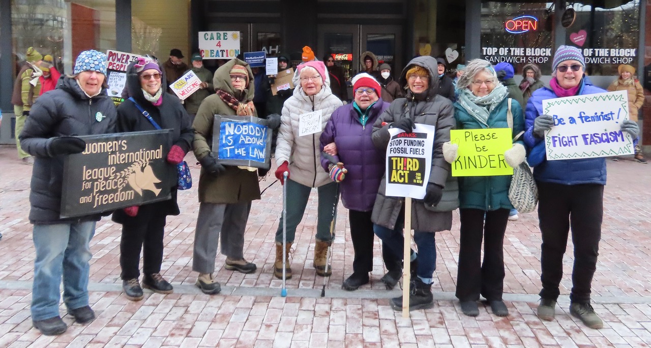 Folks at the People's March in Burlington, VT