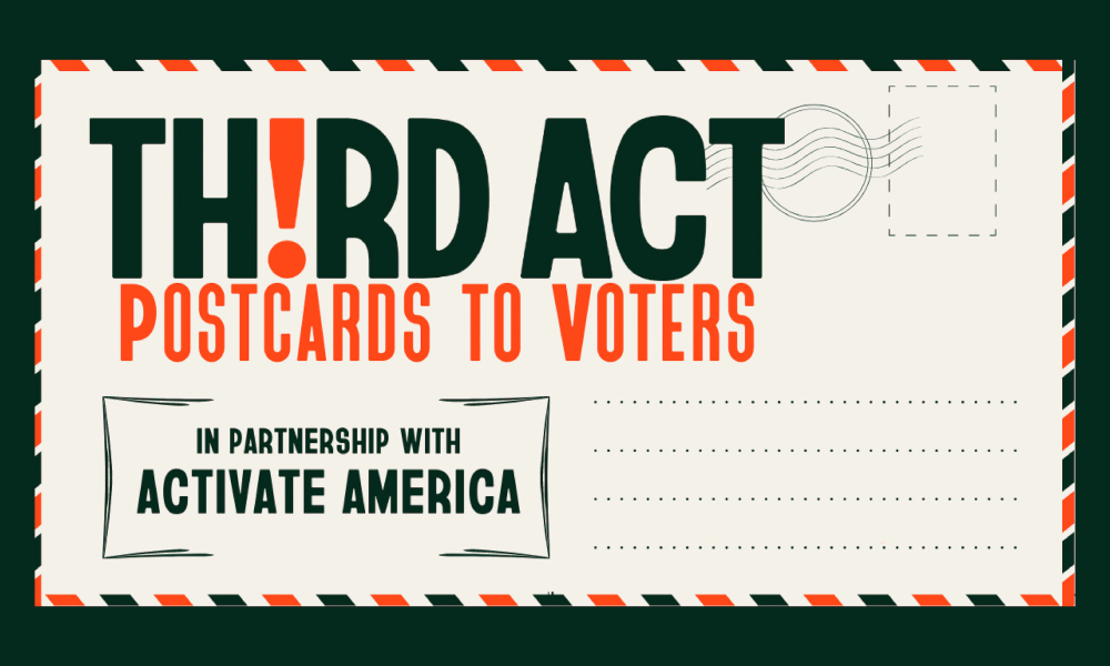 Image of a postcard to send to voters to encourage them to vote